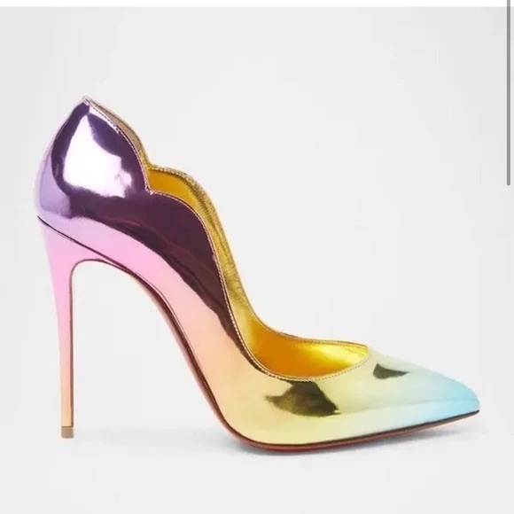 Christian Louboutin hot chick 100mm boreal gold metallic specchio stiletto sz 39 - Picture 1 of 11